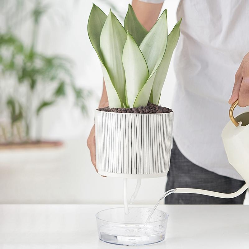 Self Watering Flower Pot Lazy Automatic Hydroponics Plants Pot Cotton Rope Watering Succulent Potted Planters Home Office Decor