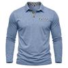 American Style Spring Autumn Men's Polo Shirts Long Sleeve Smart Casual Turn Down Collar Pull On Polos Man