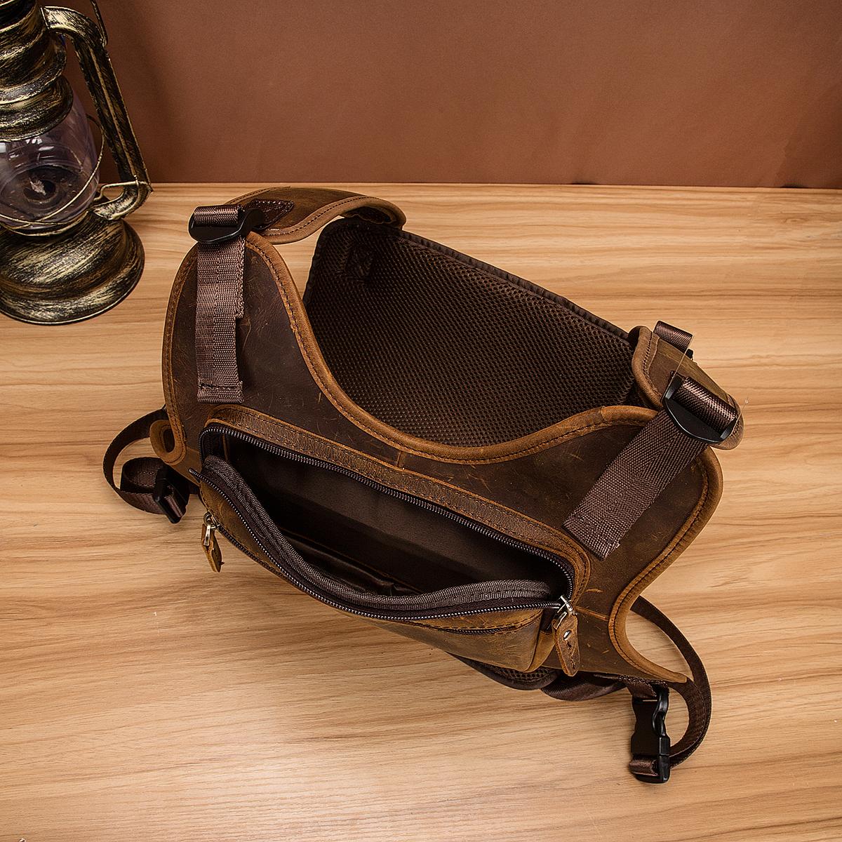 Кожаная винтажная уличная сумка Crazy Horse — фото 13