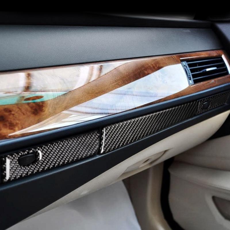 12pcs Carbon Fiber Look Control Gears Panel Protective Cover Molding Trims Frame Decor Sticker Cover Kit for E60 200