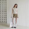 Apricot twist V-neck knitted sling vest women's summer new slim polo neck sleeveless top