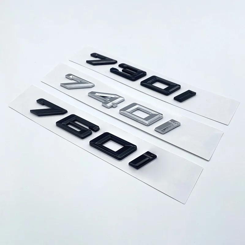 New Font Numbers Letters 730i 740i 745i 750i 760i Top ABS Emblem for BMW 7 Series Car Trunk Nameplate Logo Sticker Black Chrome