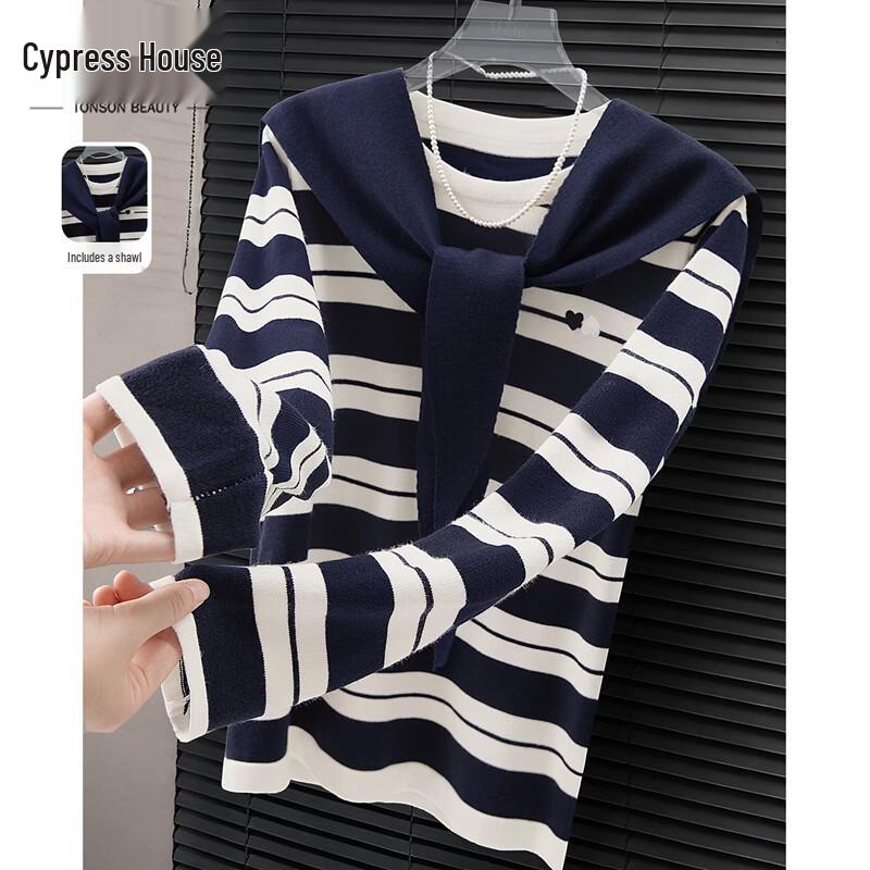 Women s Color-Block Striped Long-Sleeve Knit Top One Size
