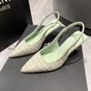 New Summer High-heeled Bag Head Rear Empty Sandals Women's Thin-heeled Pointed Large-size Single Shoes