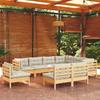 Vidaxl 9-Cz. Set da Giardino, Cuscini Crema, Pino