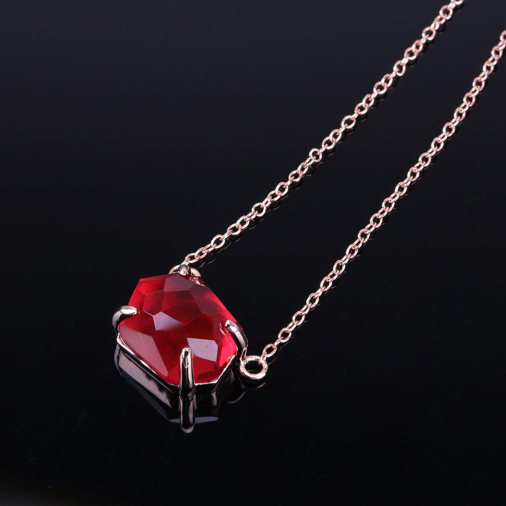 KELITCH Top Crystal Pendant Necklace Rose Gold Chain for Women Jewelry Gift (Red Rose Gold)