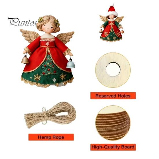 Reusable Wood Holiday Decorations 6/10/12/24/36PCS 2D Flat Wooden Angel Christmas Ornaments, Hanging for Xmas Shaped Tree Trims Tree, Wall,