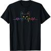 Heartbeat Cat Lover Cute Cat Owner Animal Silhouette Art ECG T-Shirt
