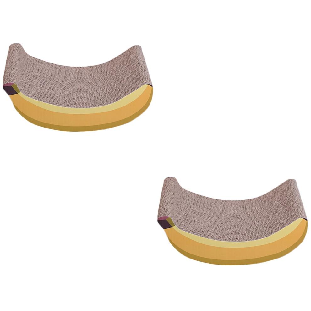 2Pcs Cat Scratching Toy Yellow Creative Banana Design Scratch Board