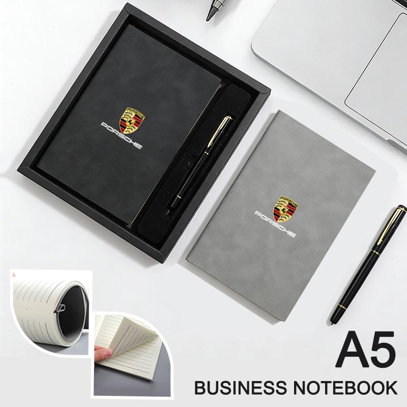 A5 Notebook Set Car Business Memo Thickened Simple Hard Cover For Porsche Cayenne Panamera Macan Cayman 718 911 Taycan Sticker VN2