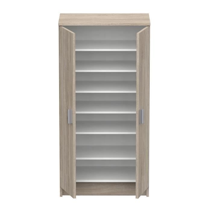ARMOIRE À USAGES MULTIPLES CORONA - Armoire auxiliaire à 2 portes, Range-chaussures moderne, cm 55x36h108, Chêne