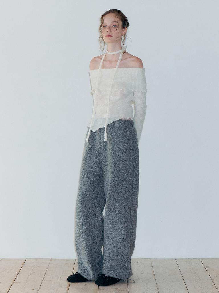 ETMON Fur Banding Pants, Charcoal