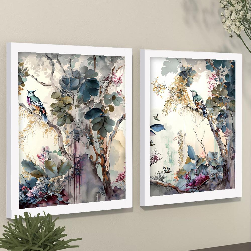 2pcs/set vintage flower Art Oil Painting Canvas with Wood Frame Draw Wall Decor Home Living Room Decorations 30x40cm