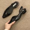 Low-heeled bag head sandals women's French gentle evening nude pointed head small fragrant style lady thick heel empty temperament single shoes