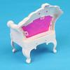 Dollhouse Miniature Furniture Chair Sofa Armchair - White and Shocking Pink for Doll