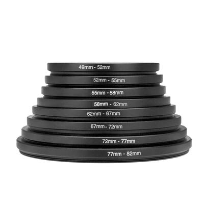 8 STUKS Metalen Step-Up Ringen Universele Lensfilter Adapter Set 49‑52‑55‑58‑62‑67‑72‑77‑82mm