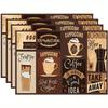 Conjunto de 4 Porta-Copos Vintage para Cafeteria Collage, Porta-Pratos para Mesa Espresso Cappuccino, Decoração para Cozinha, Café, Casa