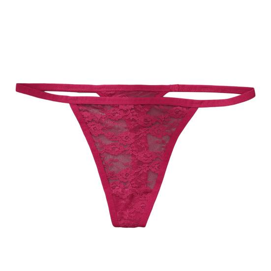Women Panties Lace Butt-uncovered Perspective Flower Embroidery Underwear Spaghetti Strap Hollow Out Low Waist Triangle Shape