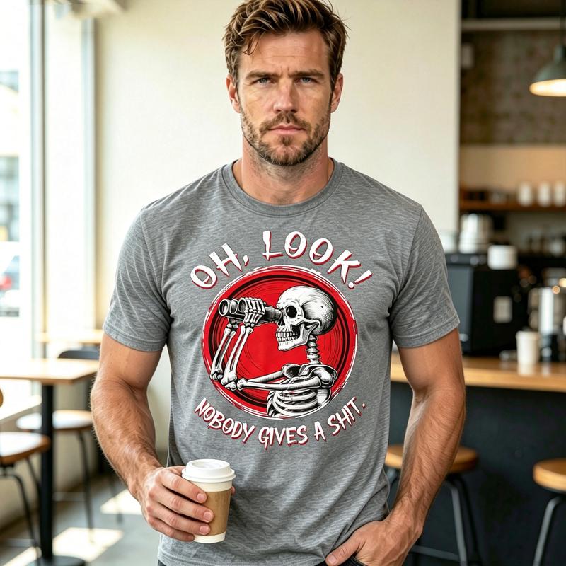 Oh Look Skeleton T Shirt Unisex Funny Nobody Gives A Print Casual Cotton Short Sleeve Vintage Streetwear Top Y2k Top Harajuku