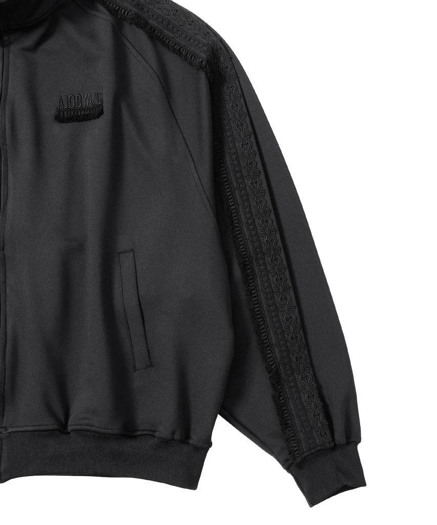 AJOBYAJO Multi Lace Trim Raglan Track Jacket [Black]