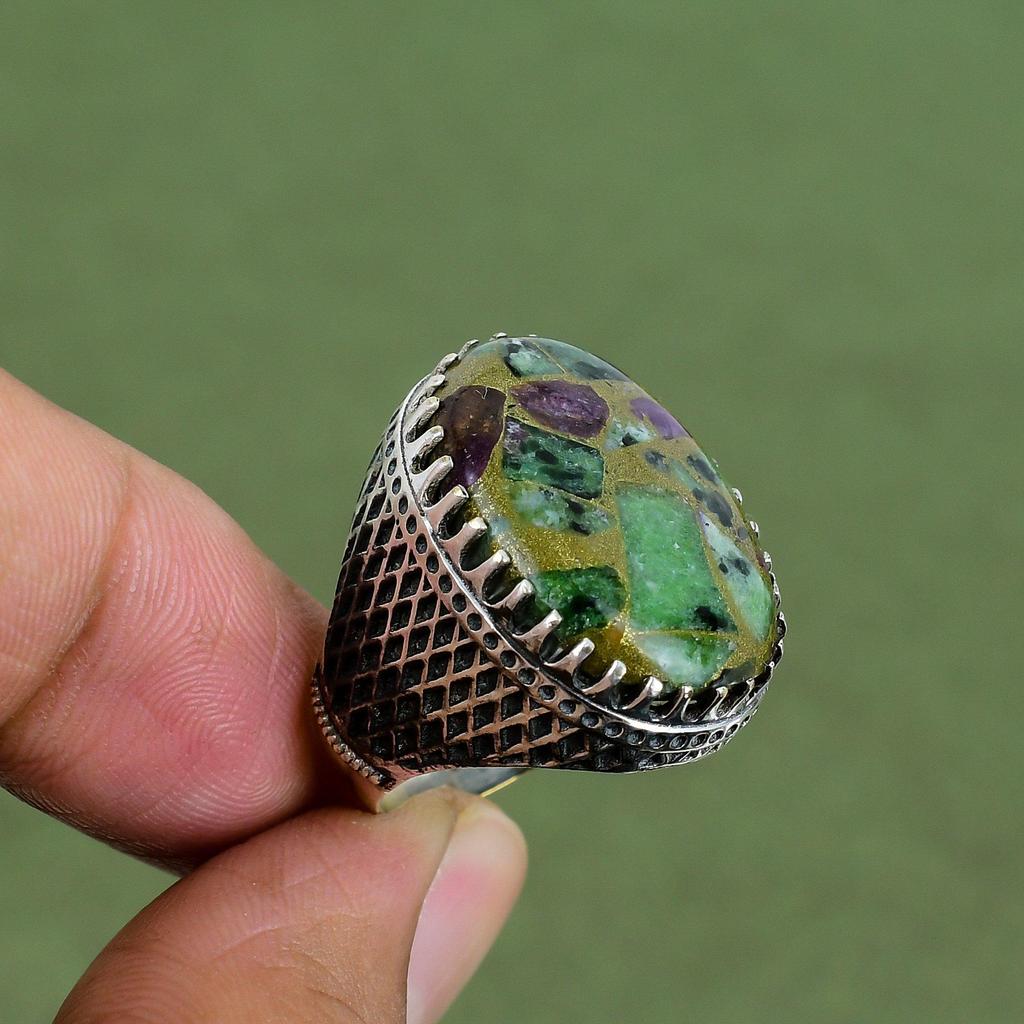 Copper Ruby Zoisite Ring 925 Sterling Silver Ring Dainty Jewelry Handmade Ring For Him Gemstone Rings Gifts For Women Available In Ring Size