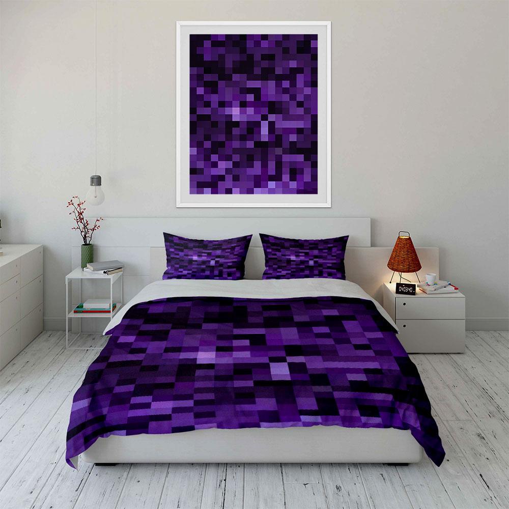 Purple Pixelated Square Pattern. Bedding Sets Duvet Cover Sets Duvet Covers Pillowcases(1 * Duvet Cover 2 * Pillowcases Without Duvet Insert)