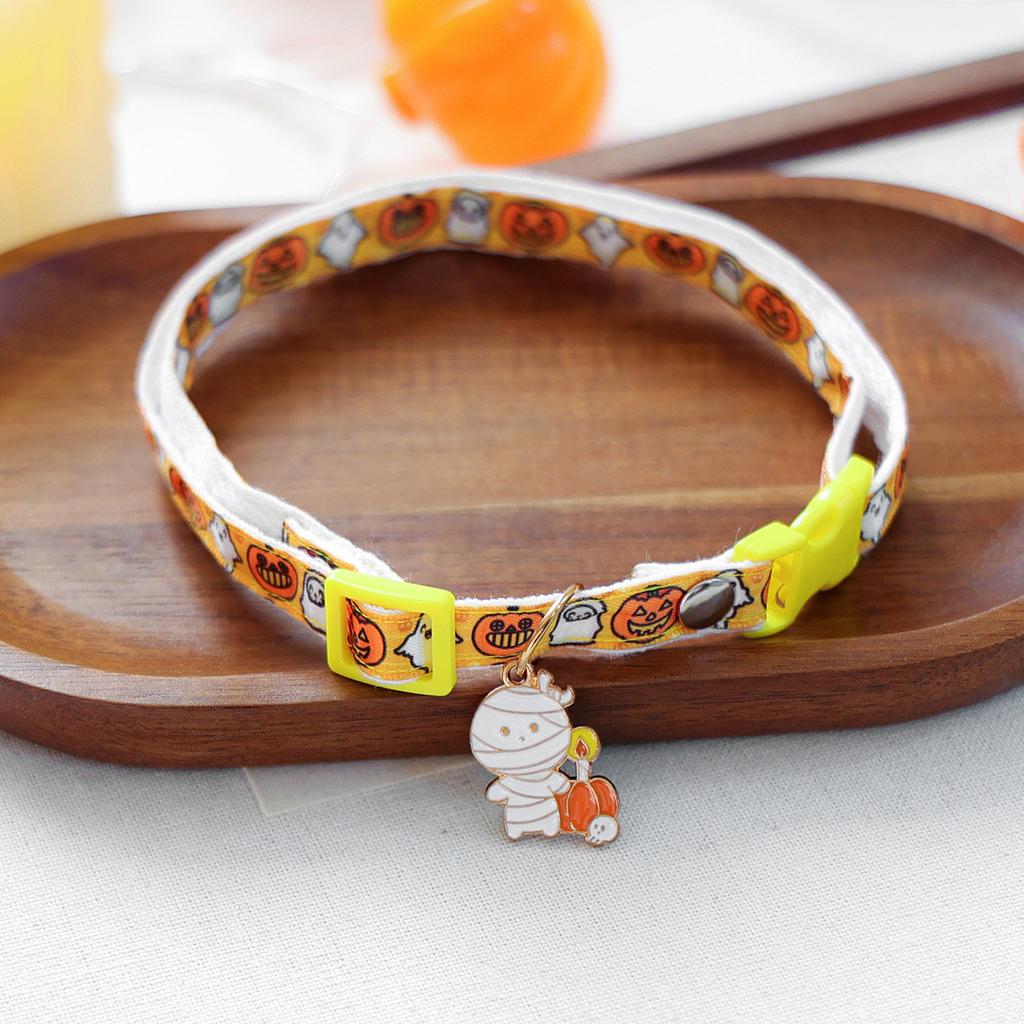 2025 autumn and winter halloween pet new accessories collar cute puppy kitten supplies pumpkin collar