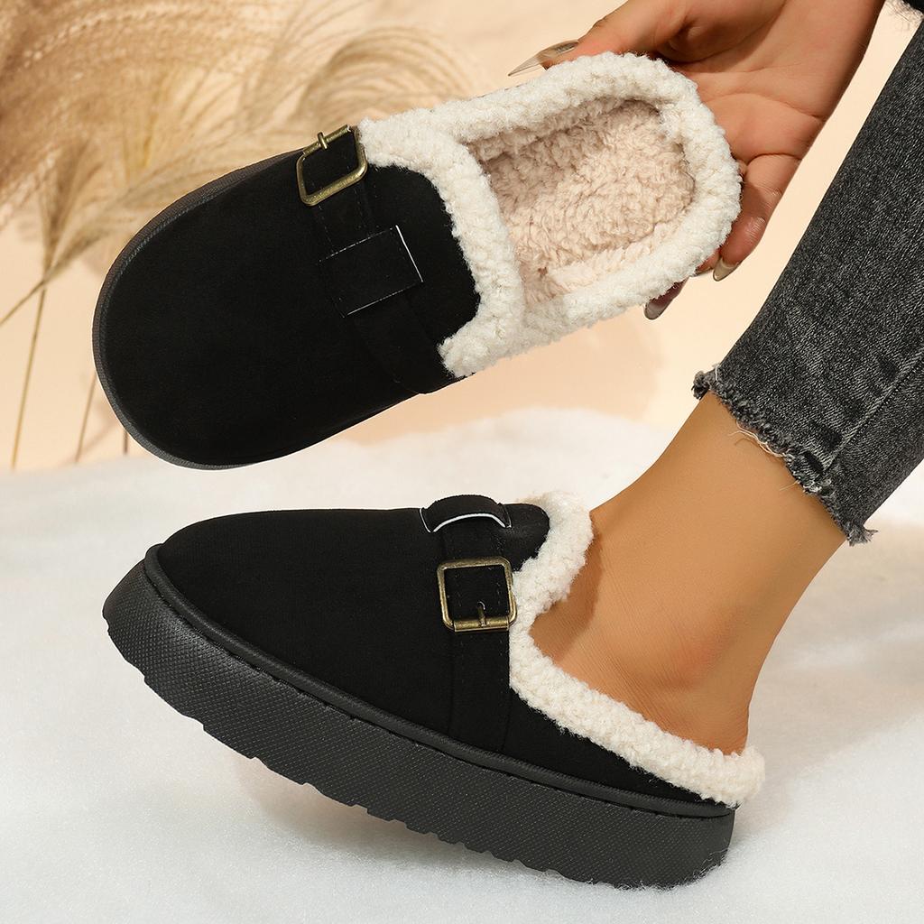Fashion Women Slippers 2025 Comfortable Solid Shoes Women Indoor Outdoor Slippers Winter Thickened Fluff Snow Boots Cotton Slides Women