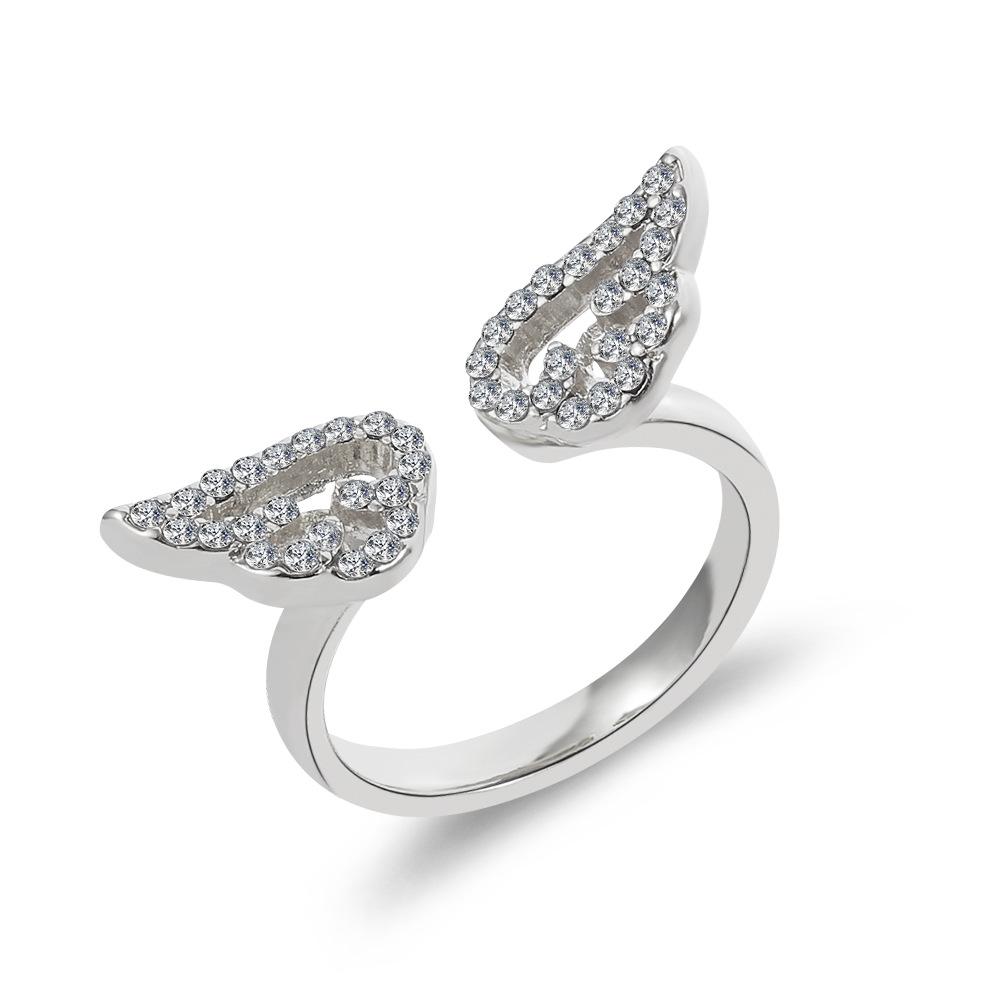 Romantic Angel and Demon Wings Couple Rings For Women Goth Fashion Moonstone Adjustable Opening Finger Men's Ring Party Jewelry