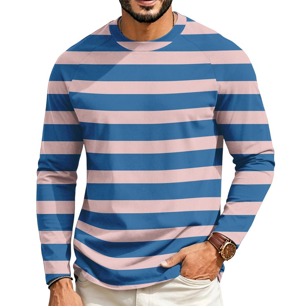 T-shirt casual da uomo a maniche lunghe raglan con girocollo per l'uso quotidiano