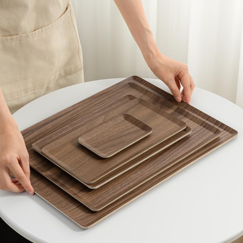 Walnut Tea Tray Rectangular Coffee Shop Dessert Snack Tray Tea Cup Storage Tray High-grade Wooden Plate