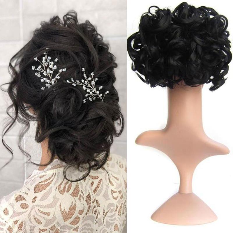 

LISI HAIR женские натуральные резинки для волос элегантные волосы пучок шиньон парик две пластиковые расчески волнистые грязные вьющиеся синтетические волосы свадебное повседневное использование