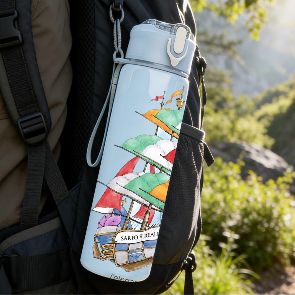 1PC Colorful Sail Boat Scene 750ml sports water bottle leakproof straw lid outdoor office home
