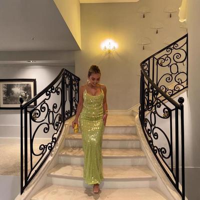 Sequin Halterneck Backless Long Dress - Sexy Slim Fit for Women