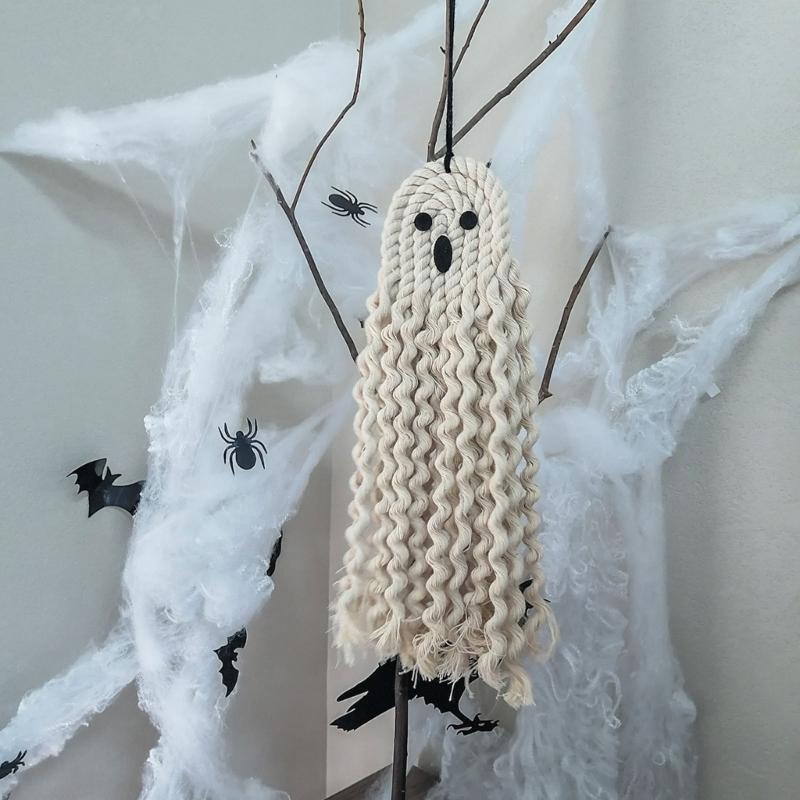 Handmade Tassel Ghost Linen Rope Decoration for Halloween Wall and Door Decorations Gift