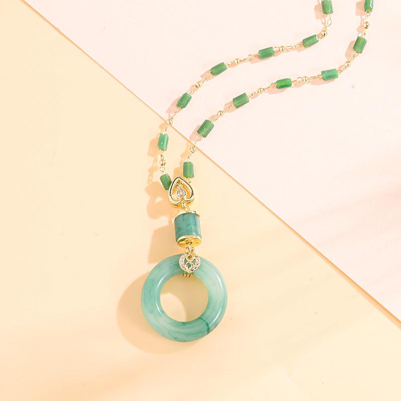 Ping An Buckle Necklace Female Chinese Style Court Retro Hetian Jade Pendant Ornament