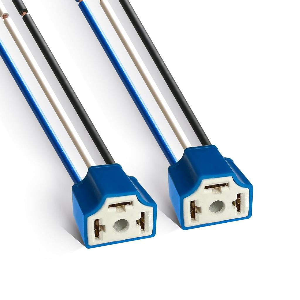 H4 Pigtail Headlight Socket H4 Connector Wiring Harness Female Plug 14AWG Ceramic H4 9003 Pigtail Connector (pack of 2)