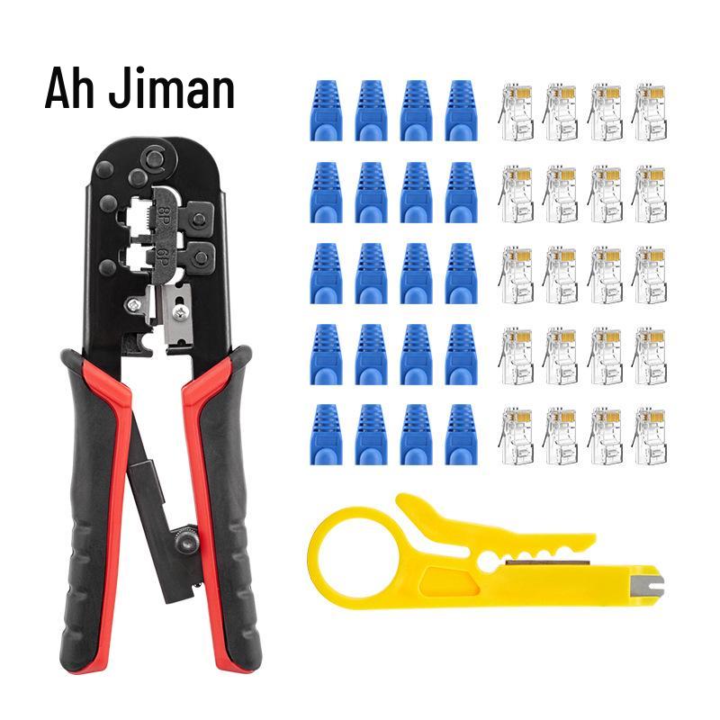 

Aji Man RJ45 Crimping Pliers: 5-in-1 Dual-Use Ratchet Tool for CAT5 Network Cables