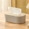 Plastic Tissue Box with Wooden Cover Nordic Simplicity Style Desktop Napkin Box Living Room Bathroom Toilet Square Tissue Box