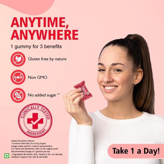 Siens By Dabur Vlasy, Pleť & Nehty (3 v 1 Gumové bonbony) - 30 kusů | Obohaceno o biotin, DHT blokátor, rostlinné extrakty, vitamíny a minerály a nehty