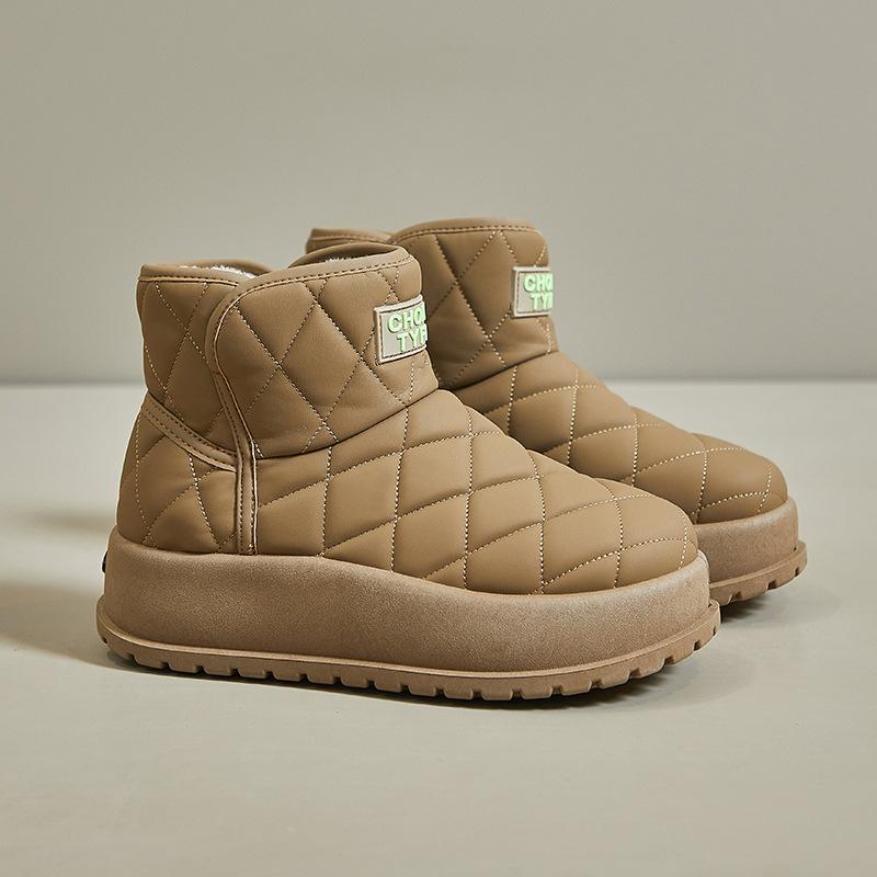 

Winter Velvet Thick Warm Shoes Waterproof Platform Snow Boots for Women 35 хаки
