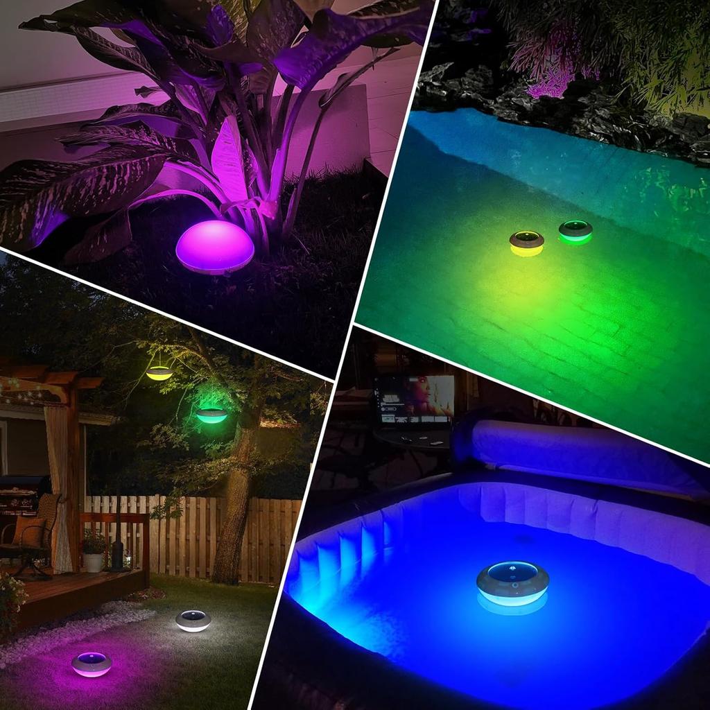 Solar Floating Pool Lights, RGB Color Changing Pool Lights That Float with Dynamic Light Show, 6.5" Swimming Pool Lights, IP68 Waterproof & Hangable