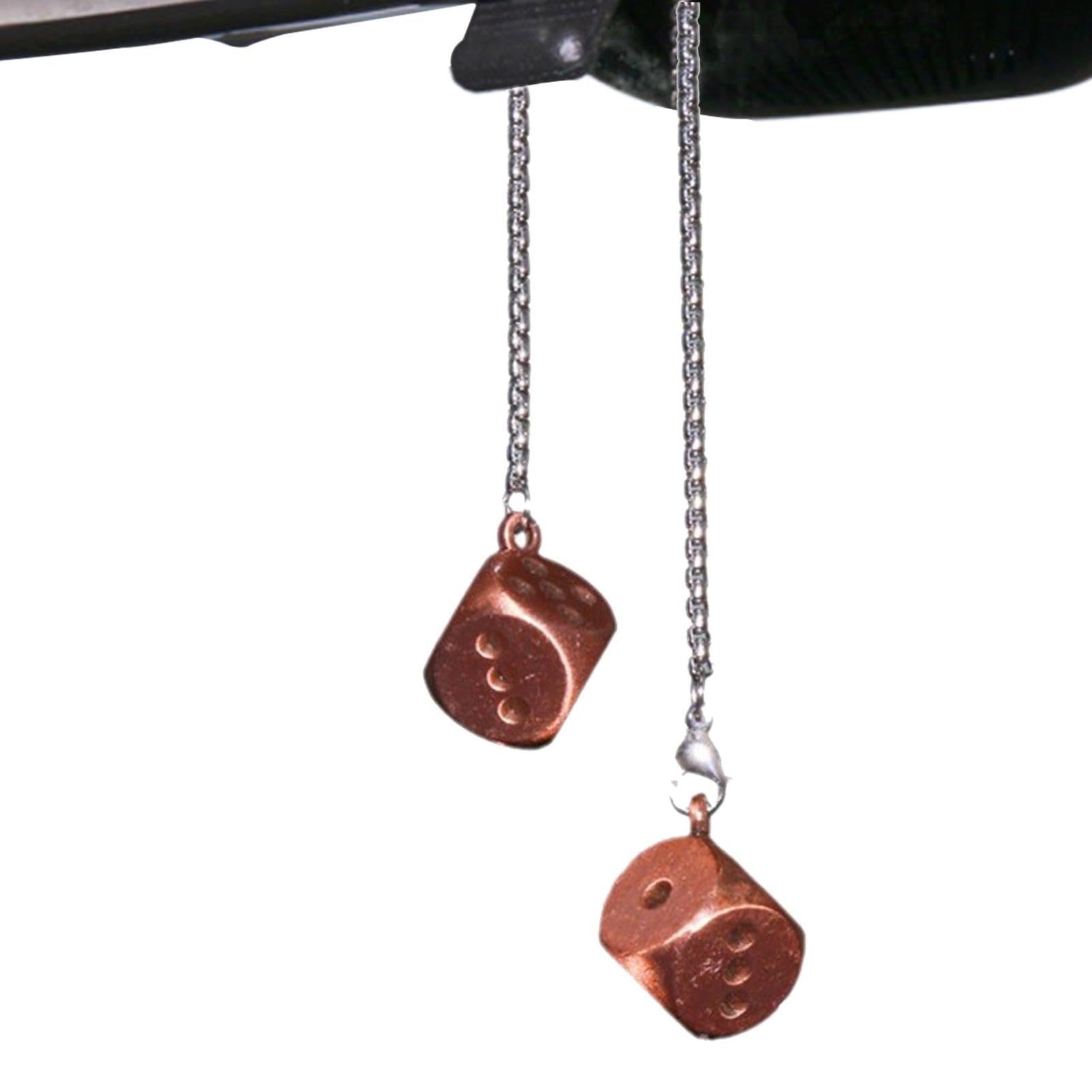 Car Decoration Rearview Mirror Dice Hanging Ornament Alloy Car Dice Mirror Decoration Car Hanging See description