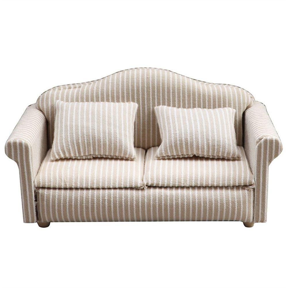 Simulation Dollhouse Sofa Striped Mini Sofa Girls Gift Miniature Sofa  Children Toy