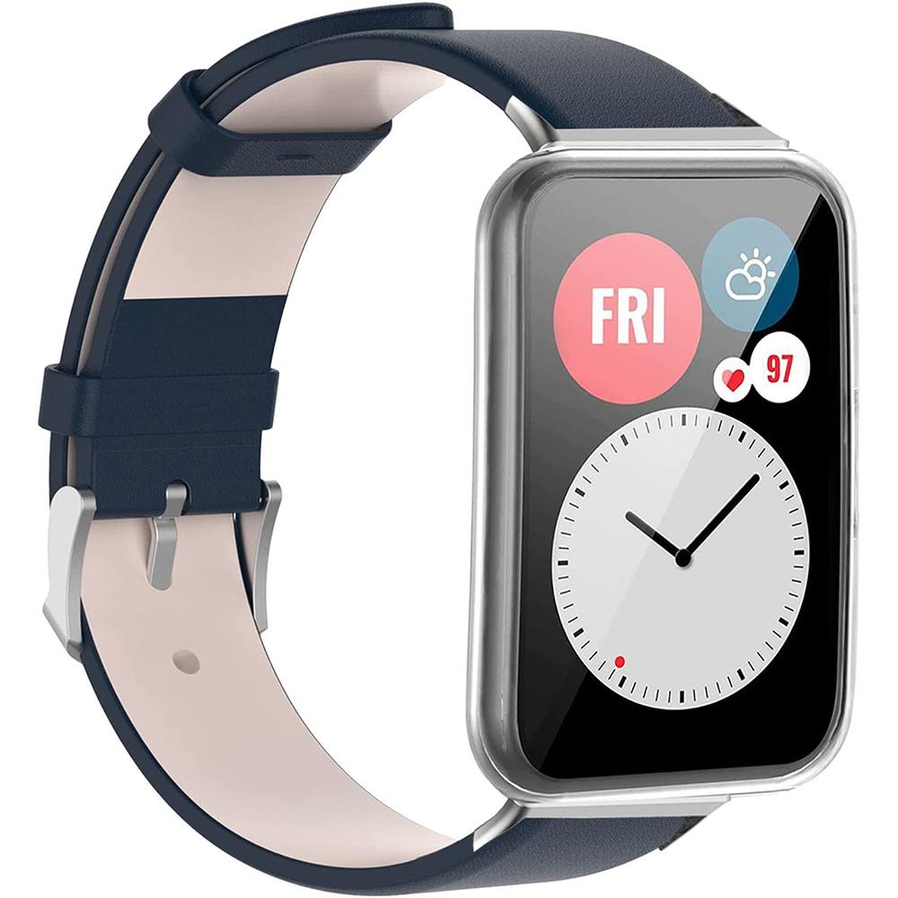 Leather Strap for Huawei Watch Fit 2, Blue