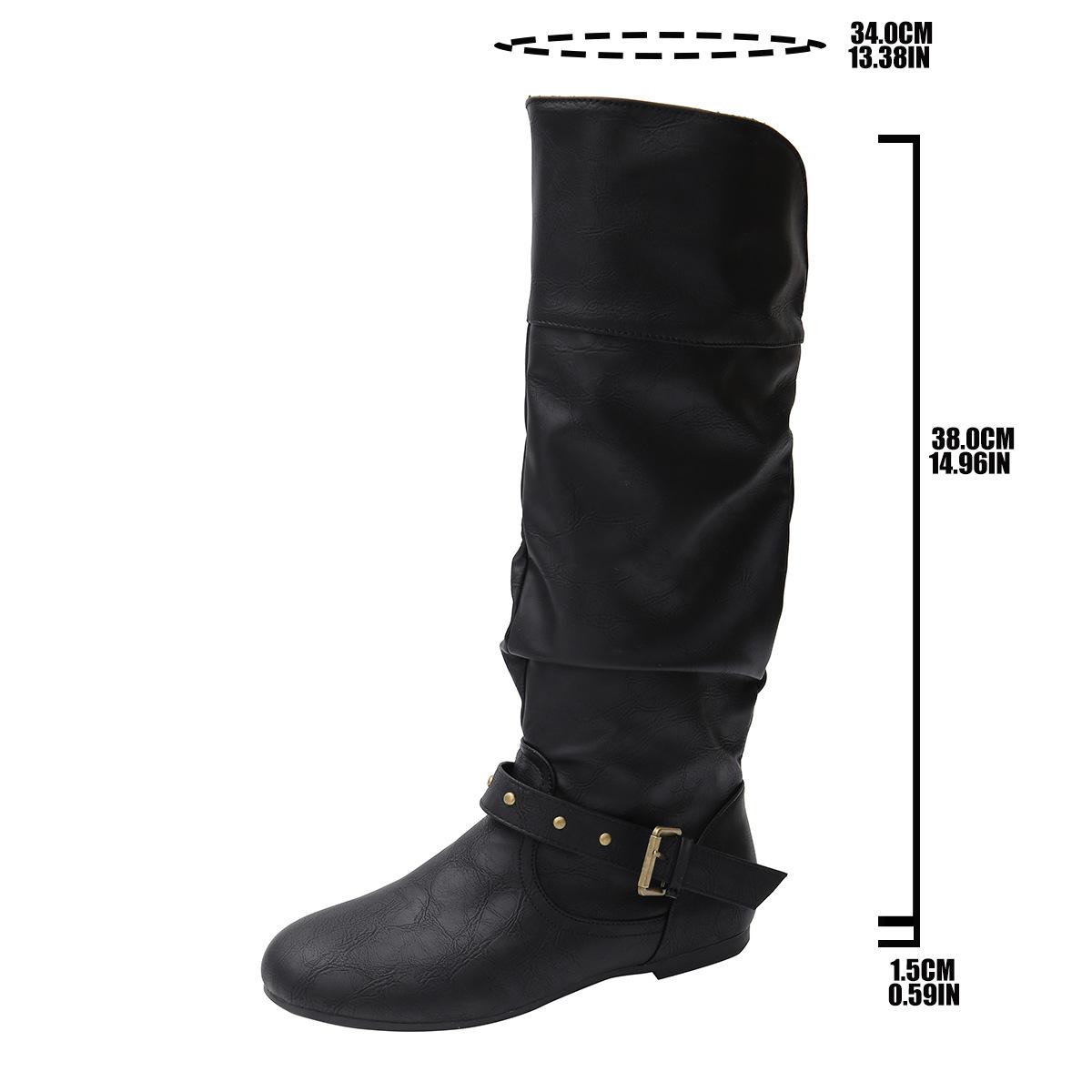 

Обувь Больших Размеров для Женщин 36-43 Осень Весна 2026 Женские Ботинки до Середины Икры с Круглым Носком, Удобной Платформой, Нескользящие Женская Обувь 36 чёрный