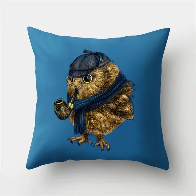 Söt Tecknad Uggla Djur Kuddöverdrag Vardagsrum Soffa Bil Kontorsstol Fyrkantig Midjekudde Heminredning