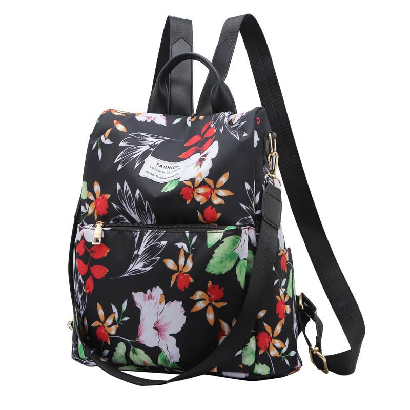 Student Schoolbag Junior High School Student Large-Capacity Anti-Theft Backpack Printed Girl Backpack Campus Flower Print