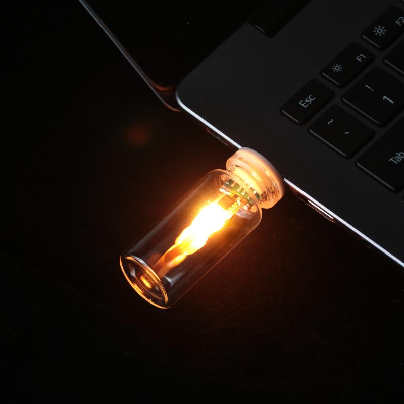 1 Set Simulated Flame Usb Flame Flickering Led Frosted Clear Glass Candle Night Light With Remote Control For Car Home Decor