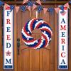 4th of Julys Wreath Patriotics Wreath Independences Day Wreath for Front Door Memorials Day Americana Wreath Wall Decors